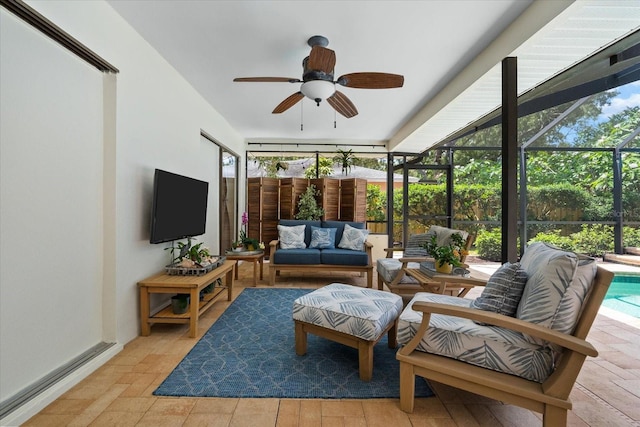 535 Sandy Hook, Palm Harbor, FL 34683 - sunroom / solarium with outdoor lounge area and a ceiling fan
