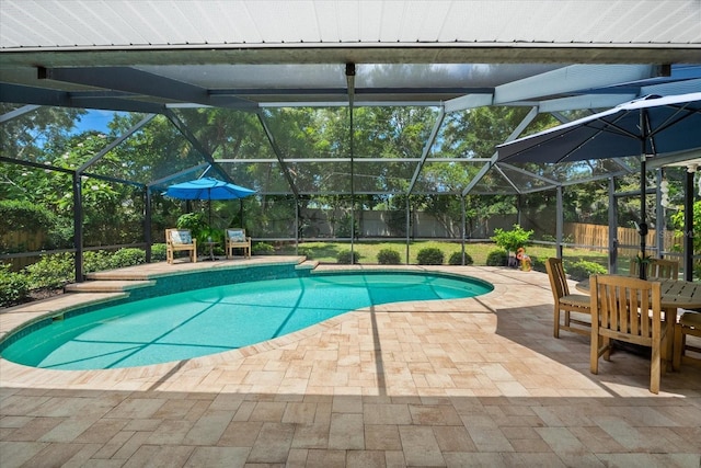 535 Sandy Hook, Palm Harbor, FL 34683 - view of pool with a fenced backyard, a patio, and a lanai