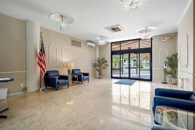 lobby with crown molding
