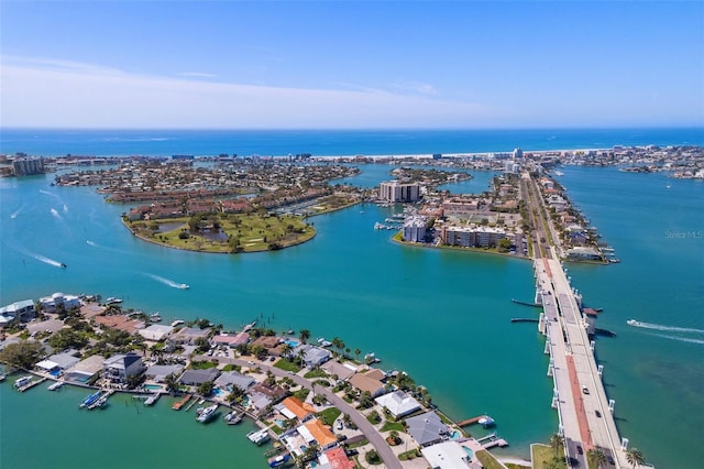 aerial view of a nearby body of water