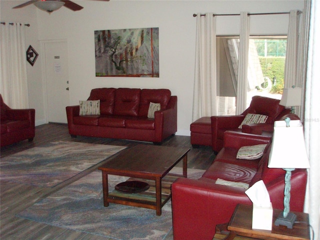 2980 Haines Bayshore Rd Unit 124, Clearwater, FL 33760 - living room featuring ceiling fan and wood finished floors
