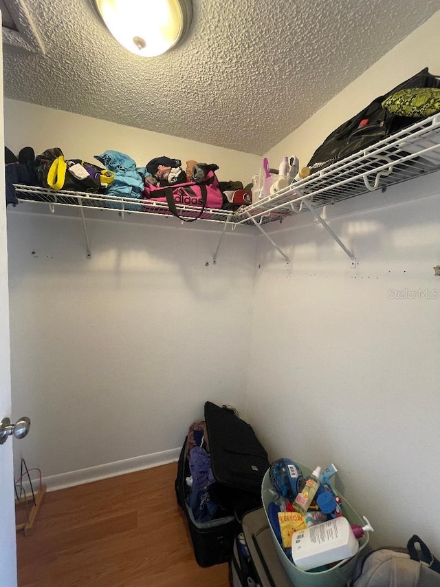 spacious closet with wood finished floors