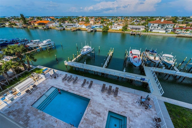 aerial view of a nearby body of water