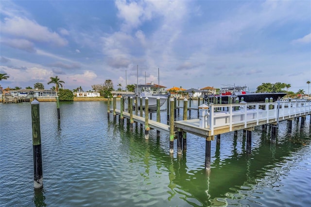dock area with a water view