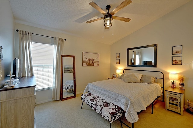 759 Cape Cod Cir, Valrico, FL 33594 - bedroom featuring light carpet, multiple windows, lofted ceiling, baseboards, and ceiling fan