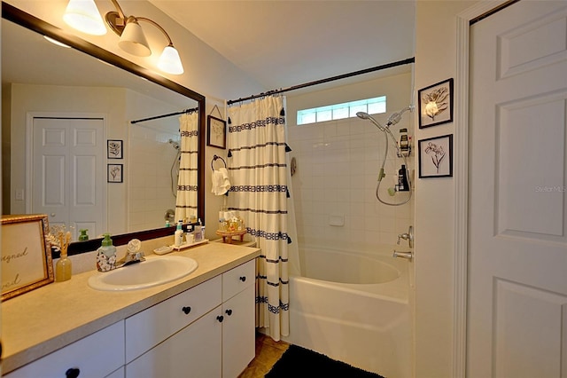 759 Cape Cod Cir, Valrico, FL 33594 - bathroom with vanity and shower / tub combo with curtain