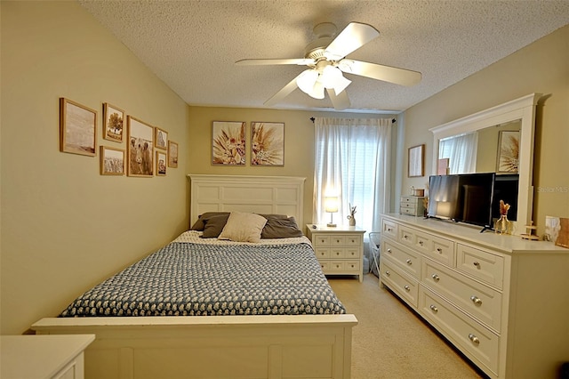 759 Cape Cod Cir, Valrico, FL 33594 - bedroom featuring a textured ceiling, light colored carpet, and ceiling fan