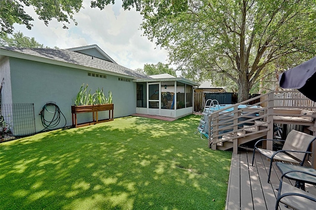 759 Cape Cod Cir, Valrico, FL 33594 - view of yard with a sunroom and a deck
