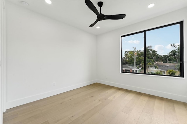 3817 W San Nicholas St, Tampa, FL 33629 - unfurnished room with recessed lighting, baseboards, light wood-style floors, and ceiling fan