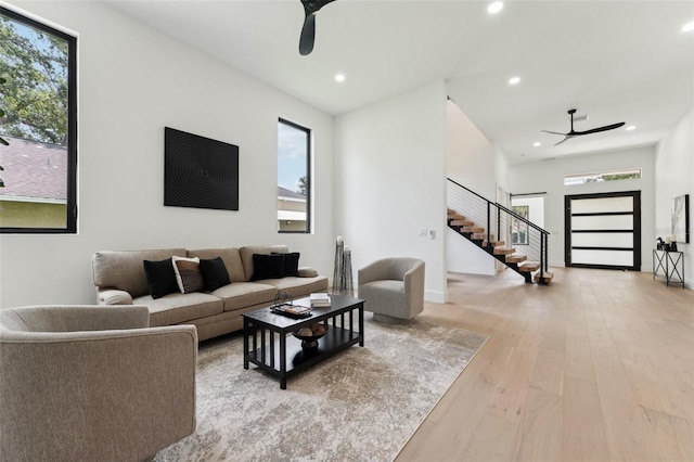 3817 W San Nicholas St, Tampa, FL 33629 - living room with ceiling fan, healthy amount of natural light, light wood finished floors, and recessed lighting