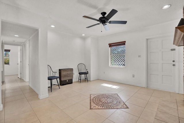 3501 63rd St N, Saint Petersburg, FL 33710 - living area featuring recessed lighting, light tile patterned floors, and a ceiling fan