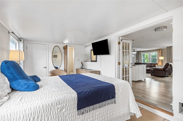 bedroom featuring light wood-type flooring
