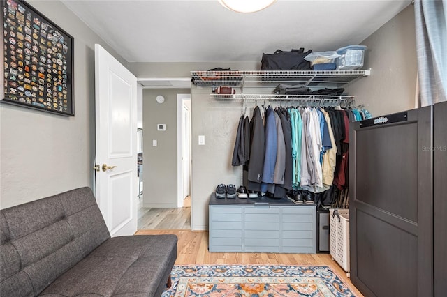 spacious closet featuring light wood-style floors