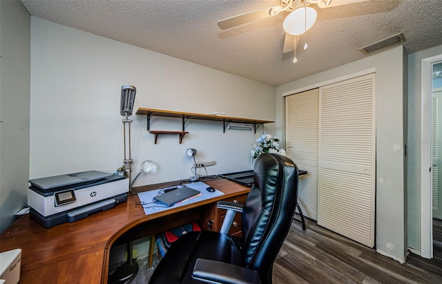 6111 2nd Ave, New Port Richey, FL 34653 - office space with wood finished floors, a textured ceiling, and a ceiling fan