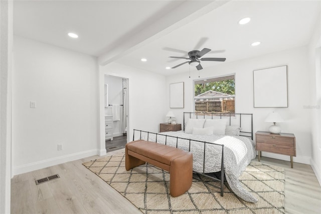 7 Hamilton Heath Dr, Tampa, FL 33604 - bedroom with wood finished floors, recessed lighting, baseboards, ceiling fan, and ensuite bathroom