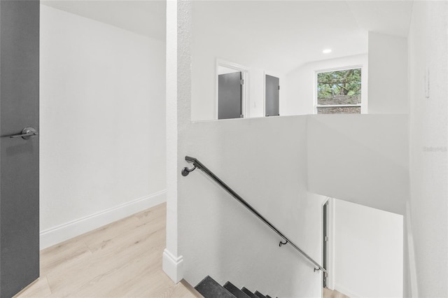 7 Hamilton Heath Dr, Tampa, FL 33604 - staircase featuring wood finished floors, baseboards, and recessed lighting