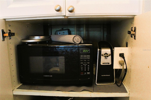 kitchen view of black microwave