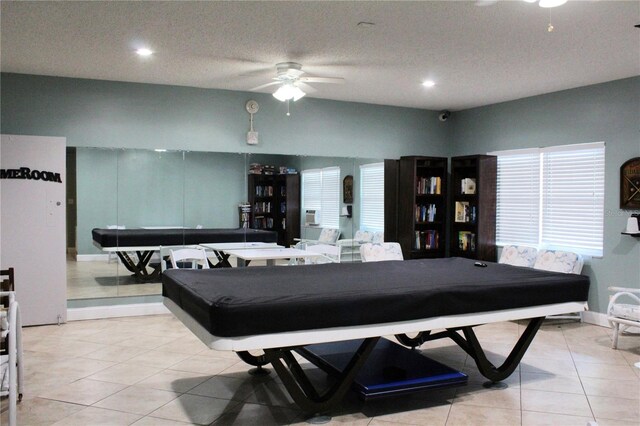 7200 Sunshine Skyway Ln S Unit 2E, Saint Petersburg, FL 33711 - rec room featuring billiards, a ceiling fan, tile patterned flooring, and recessed lighting