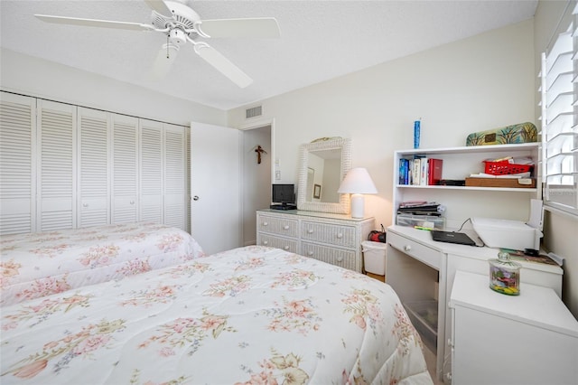 1351 Gulf Blvd Unit 209, Clearwater Beach, FL 33767 - bedroom featuring a closet, ceiling fan, and an office area