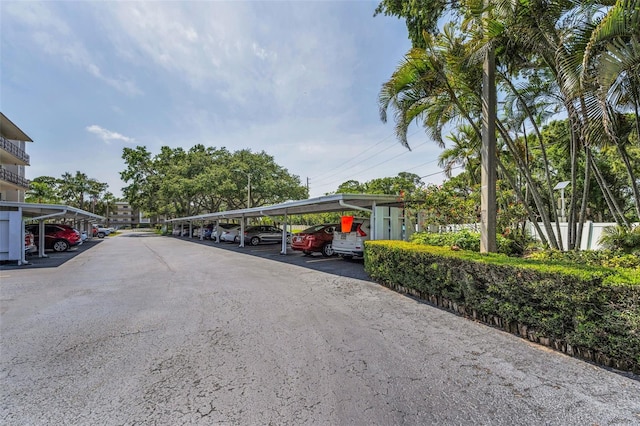 view of covered parking lot