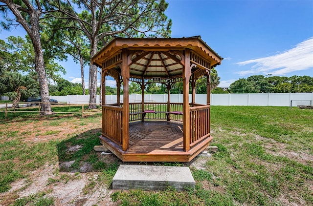 view of yard with a gazebo