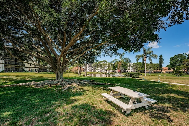 view of home's community with a lawn