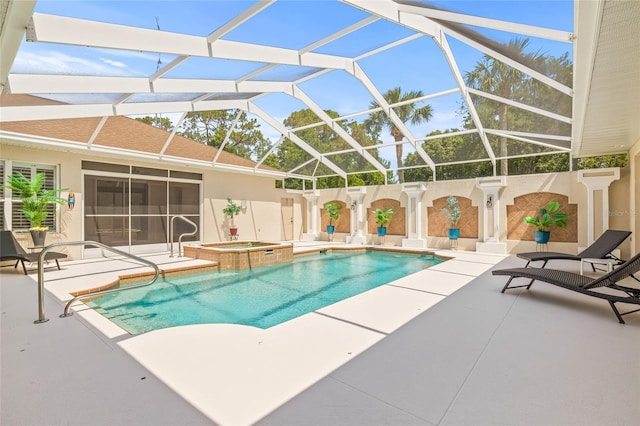 7206 River Country Dr, Weeki Wachee, FL 34607 - view of pool with a patio, a lanai, and a pool with connected hot tub