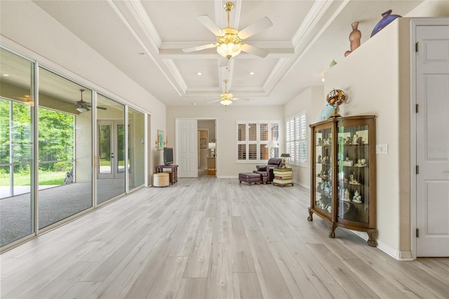 7206 River Country Dr, Weeki Wachee, FL 34607 - sunroom featuring french doors, coffered ceiling, and beam ceiling