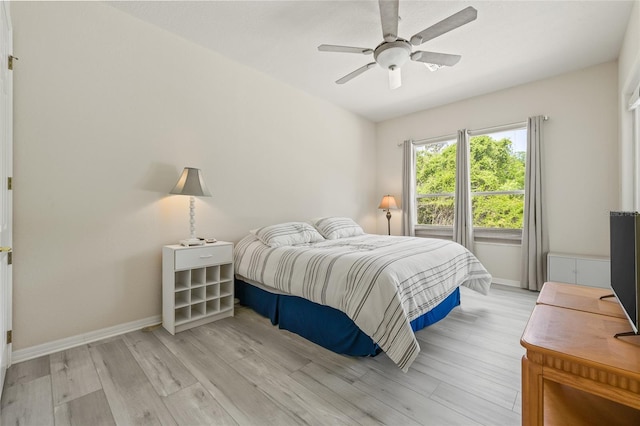 7206 River Country Dr, Weeki Wachee, FL 34607 - bedroom featuring light wood finished floors, baseboards, and a ceiling fan