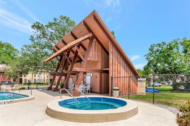 community pool with fence