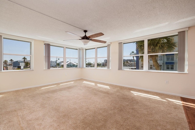 17408 Gulf Blvd Unit 203, Redington Shores, FL 33708 - spare room with a ceiling fan, carpet, a textured ceiling, and baseboards