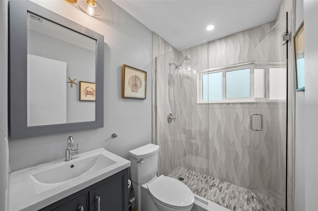 608 Betmor Ln, Palm Harbor, FL 34683 - full bath featuring toilet, a stall shower, and vanity