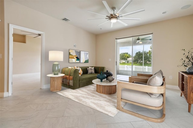 2262 Lune Ct, Melbourne, FL 32904 - living room featuring a ceiling fan and baseboards