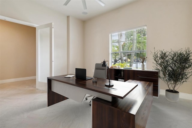 2262 Lune Ct, Melbourne, FL 32904 - office space with a ceiling fan and baseboards
