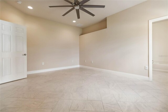 2262 Lune Ct, Melbourne, FL 32904 - spare room with ceiling fan, recessed lighting, and baseboards