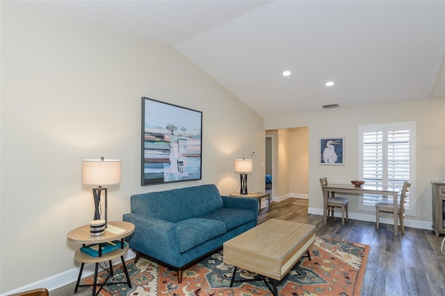 322 Windrush Loop Unit 22, Tarpon Springs, FL 34689 - living area featuring wood finished floors, recessed lighting, baseboards, and vaulted ceiling