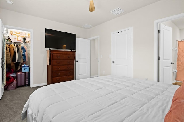 2906 Boxwood Grove Row, Wesley Chapel, FL 33543 - carpeted bedroom featuring a closet, baseboards, connected bathroom, and a spacious closet