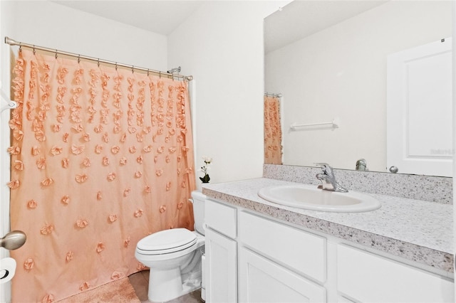 2906 Boxwood Grove Row, Wesley Chapel, FL 33543 - bathroom featuring toilet, vanity, tile patterned flooring, and curtained shower