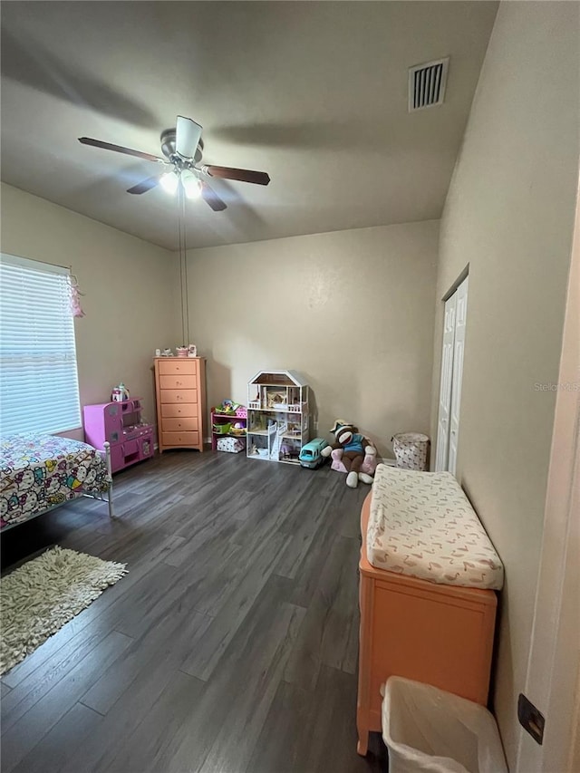2244 NW 101st St, Gainesville, FL 32606 - bedroom featuring dark wood-style flooring and ceiling fan