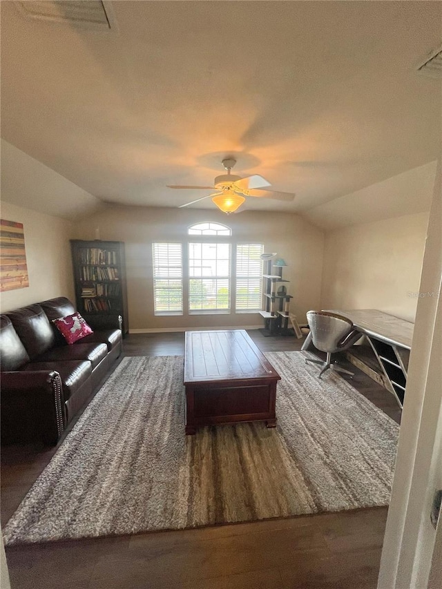 2244 NW 101st St, Gainesville, FL 32606 - sitting room with lofted ceiling, ceiling fan, and wood finished floors