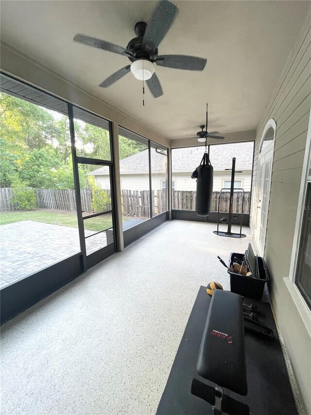 2244 NW 101st St, Gainesville, FL 32606 - sunroom featuring ceiling fan