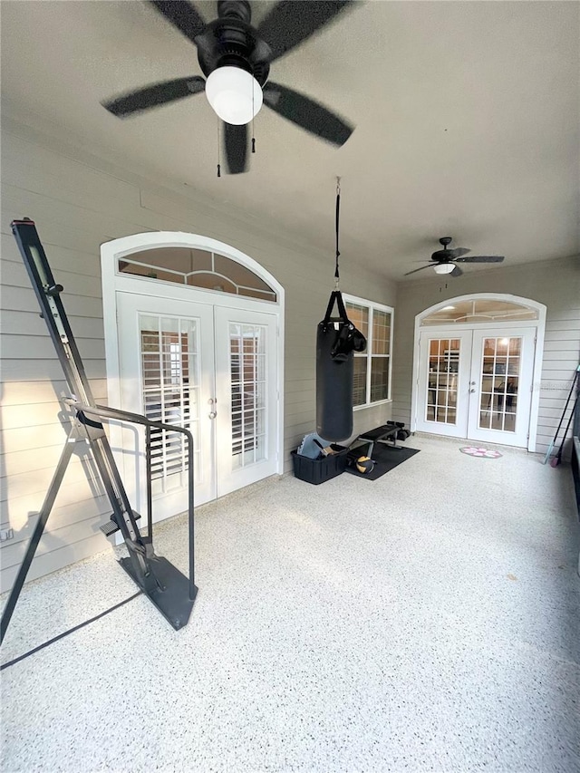 2244 NW 101st St, Gainesville, FL 32606 - view of patio featuring french doors and ceiling fan