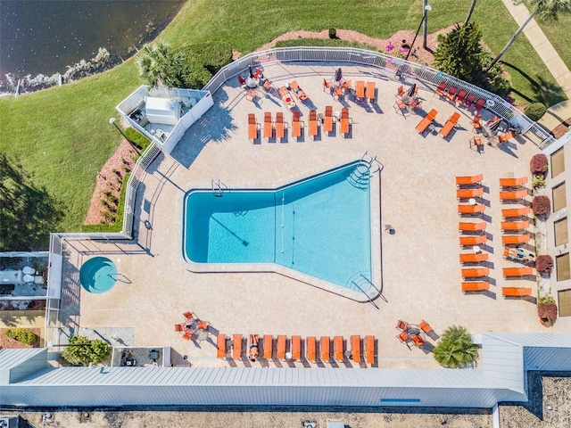 11446 Sinatra Ct, New Port Richey, FL 34654 - view from above of property with a pool area