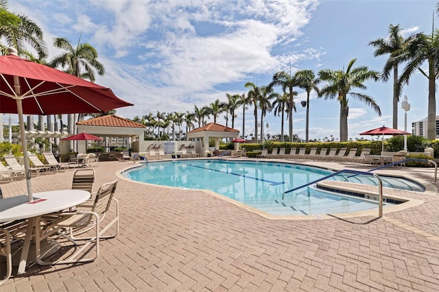 6105 Bahia Del Mar Cir Unit 683, Saint Petersburg, FL 33715 - community pool featuring a gazebo and a patio