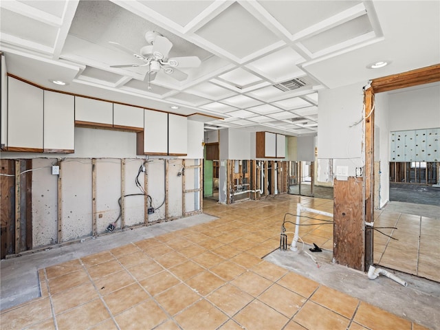 empty room featuring a ceiling fan and recessed lighting