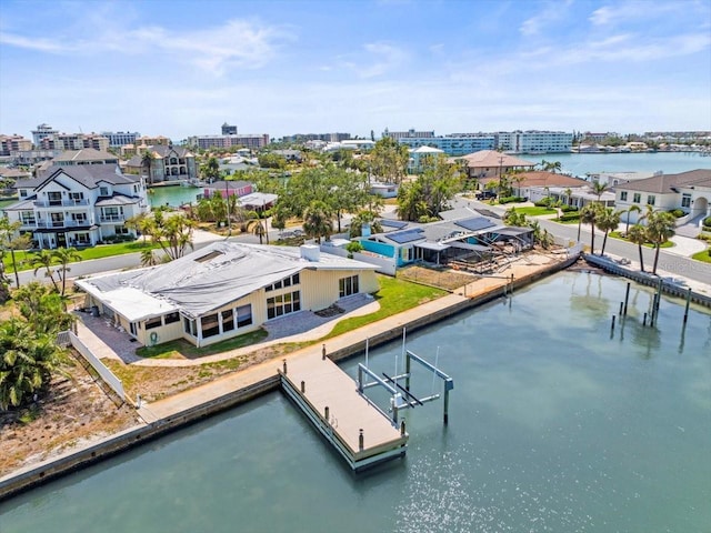 aerial view of a nearby body of water