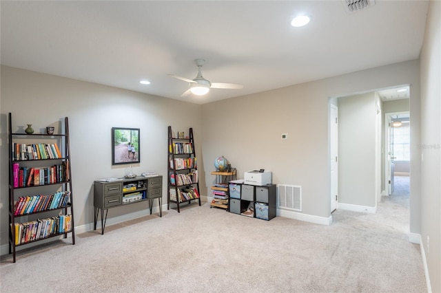 17847 Althea Blue Pl, Lutz, FL 33558 - misc room with a ceiling fan, carpet floors, baseboards, and recessed lighting