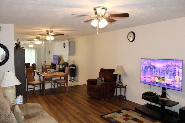 2020 World Parkway Blvd Unit 12, Clearwater, FL 33763 - living room with ceiling fan and wood finished floors