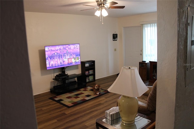 2020 World Parkway Blvd Unit 12, Clearwater, FL 33763 - living room with wood finished floors and ceiling fan