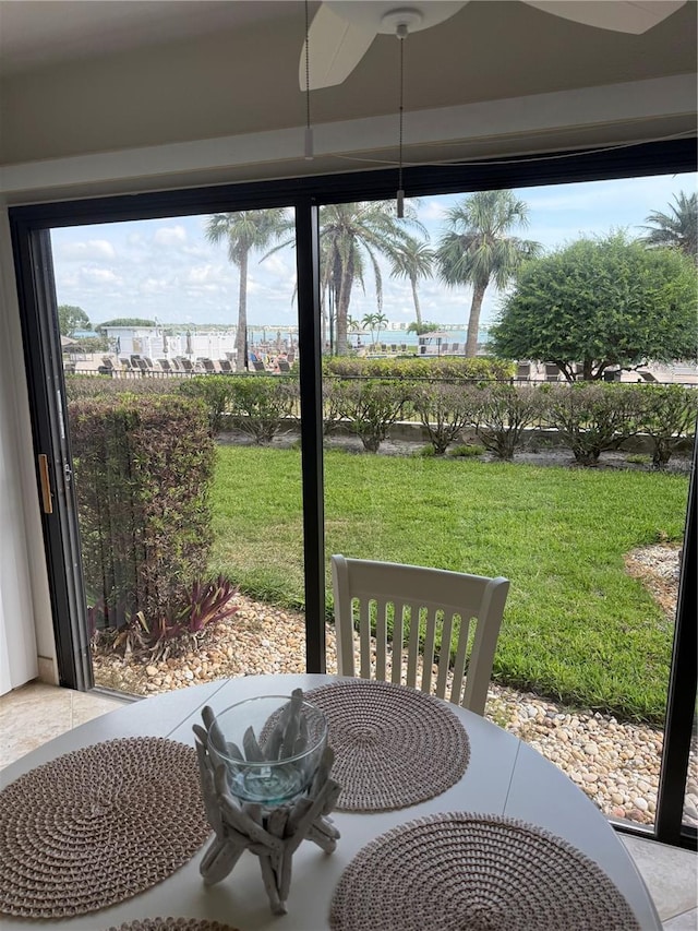 845 S Gulfview Blvd Unit 110, Clearwater Beach, FL 33767 - view of patio / terrace with ceiling fan